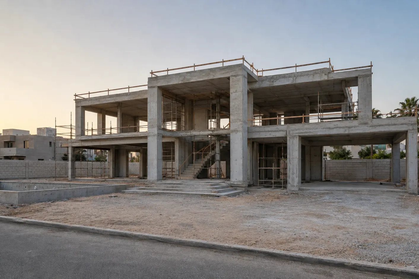 Reinforced-concrete structural frame under construction