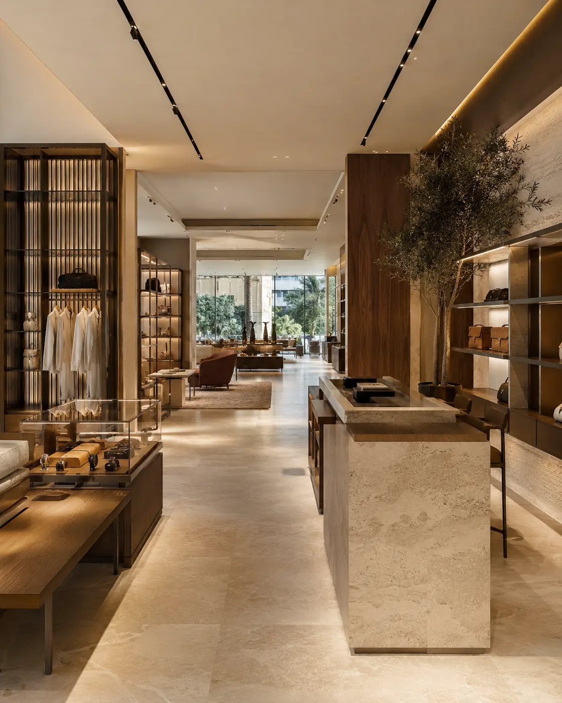 Premium retail showroom with custom display joinery and integrated lighting