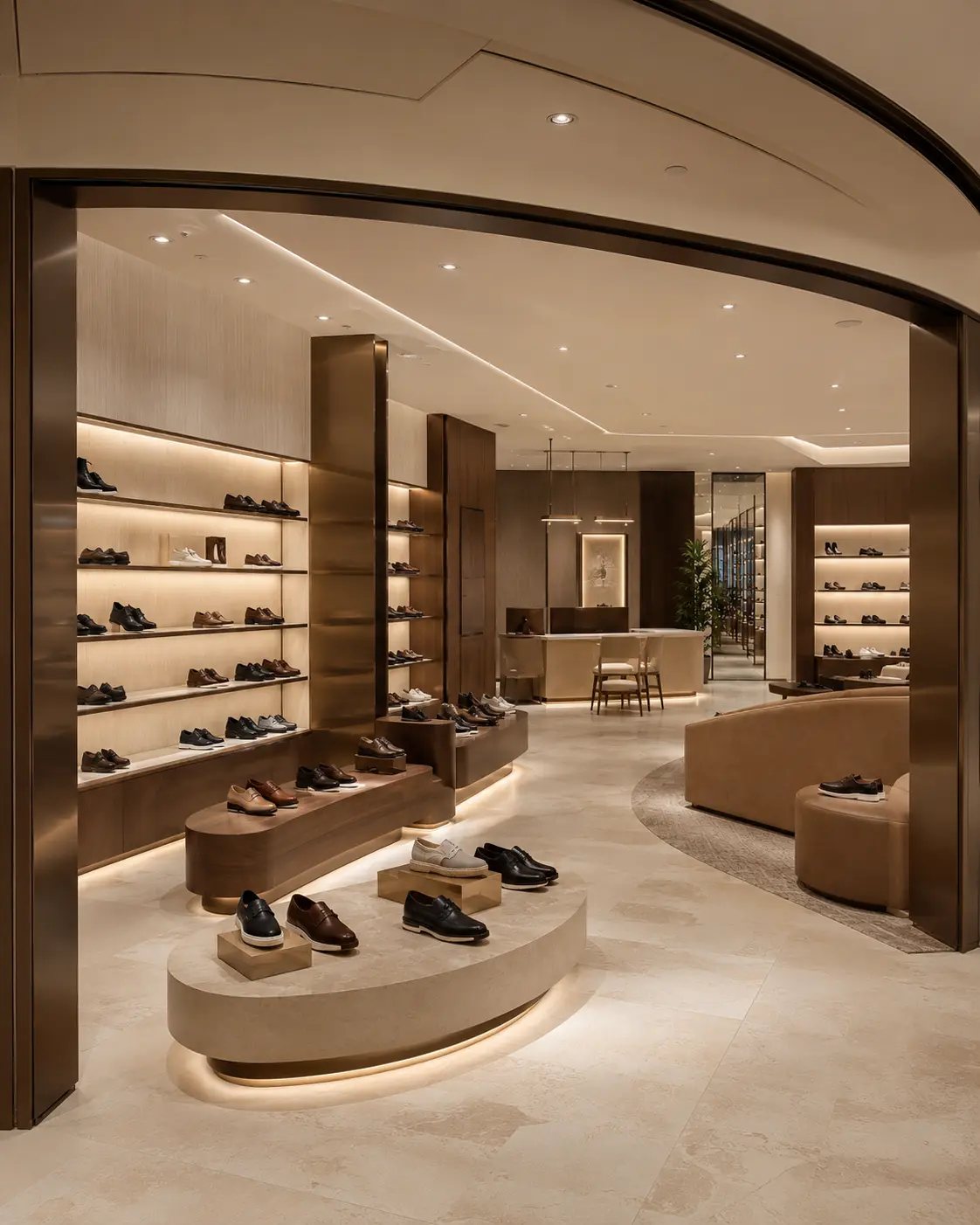Premium footwear retail interior visualization for Global Feet at The Dubai Mall