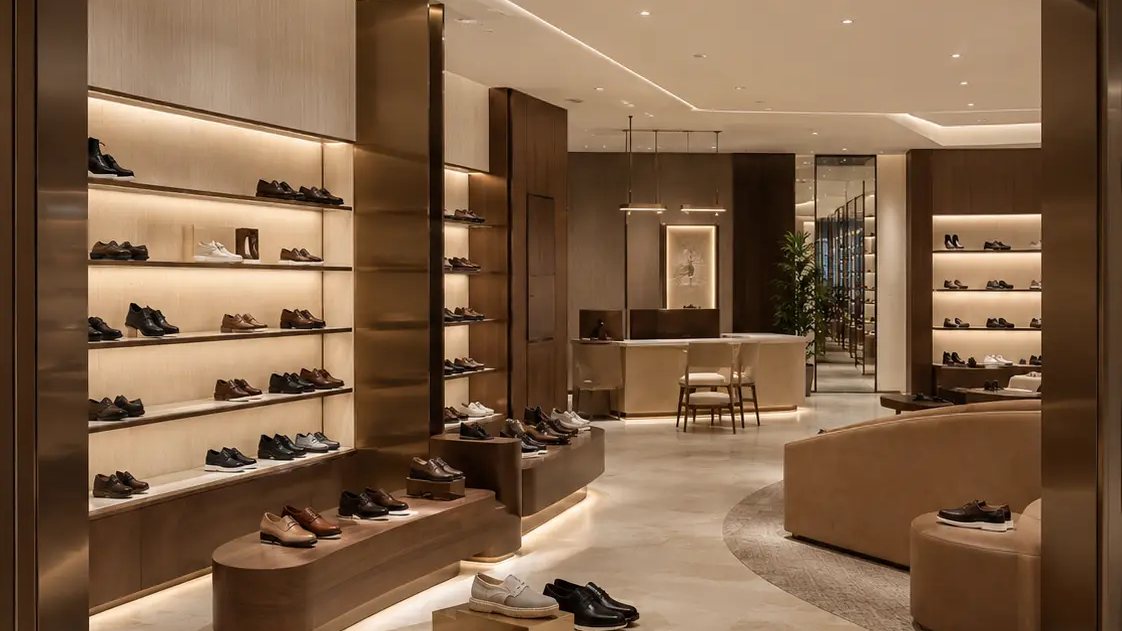 Premium footwear retail interior visualization for Global Feet at The Dubai Mall