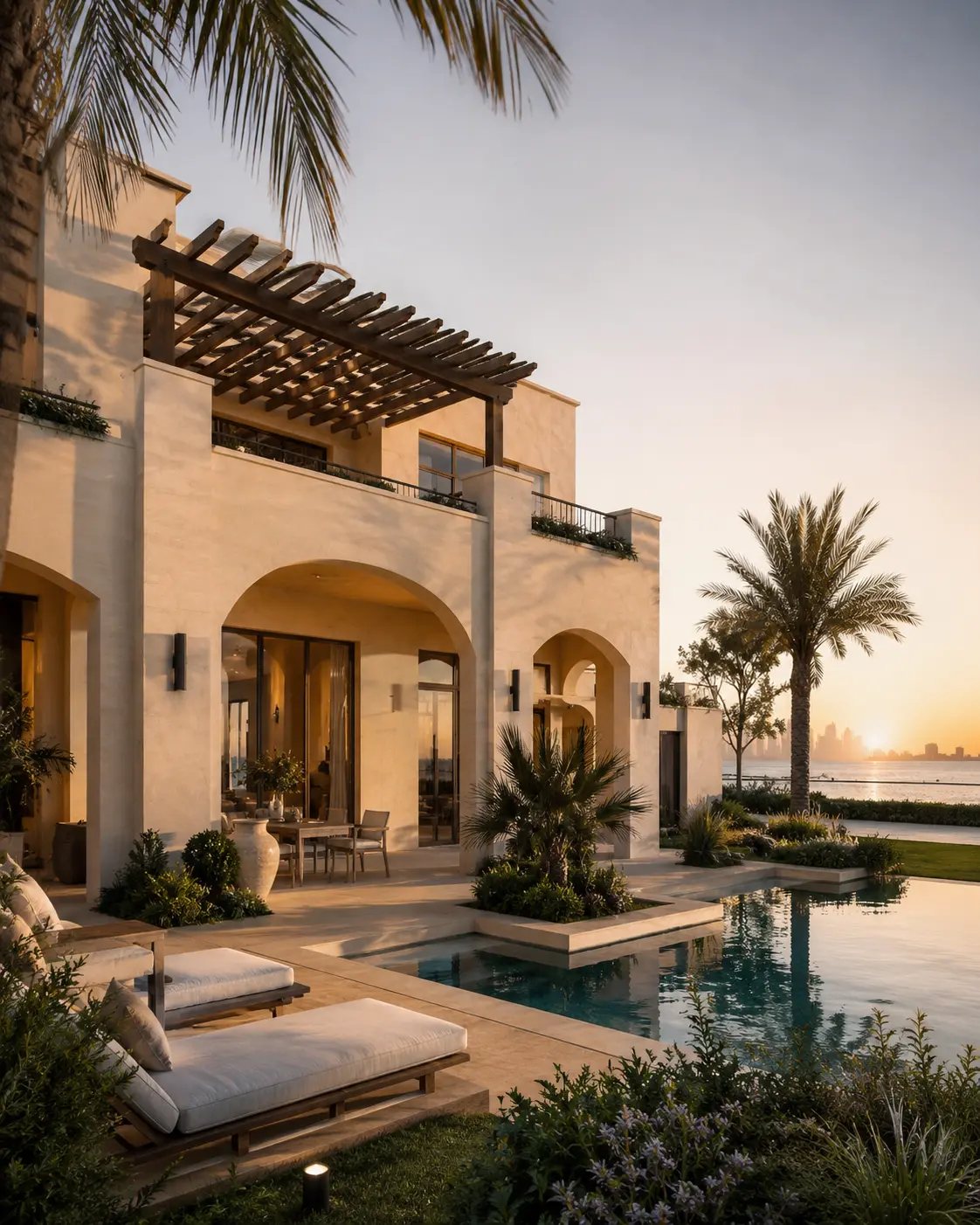 Mediterranean-inspired Palm Jumeirah private villa renovation visualization