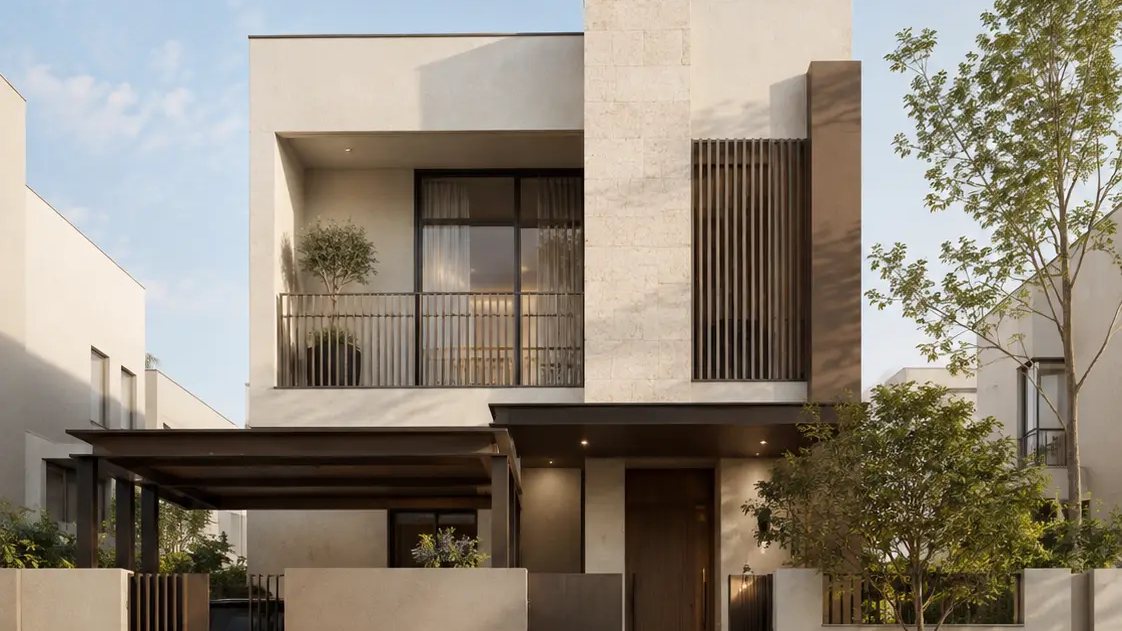 Contemporary private villa renovation visualization in Jumeirah Village Circle