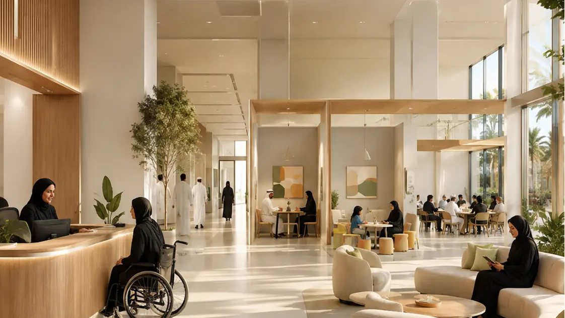 Accessible contemporary public-service interior visualization in Jumeirah Al Wasl