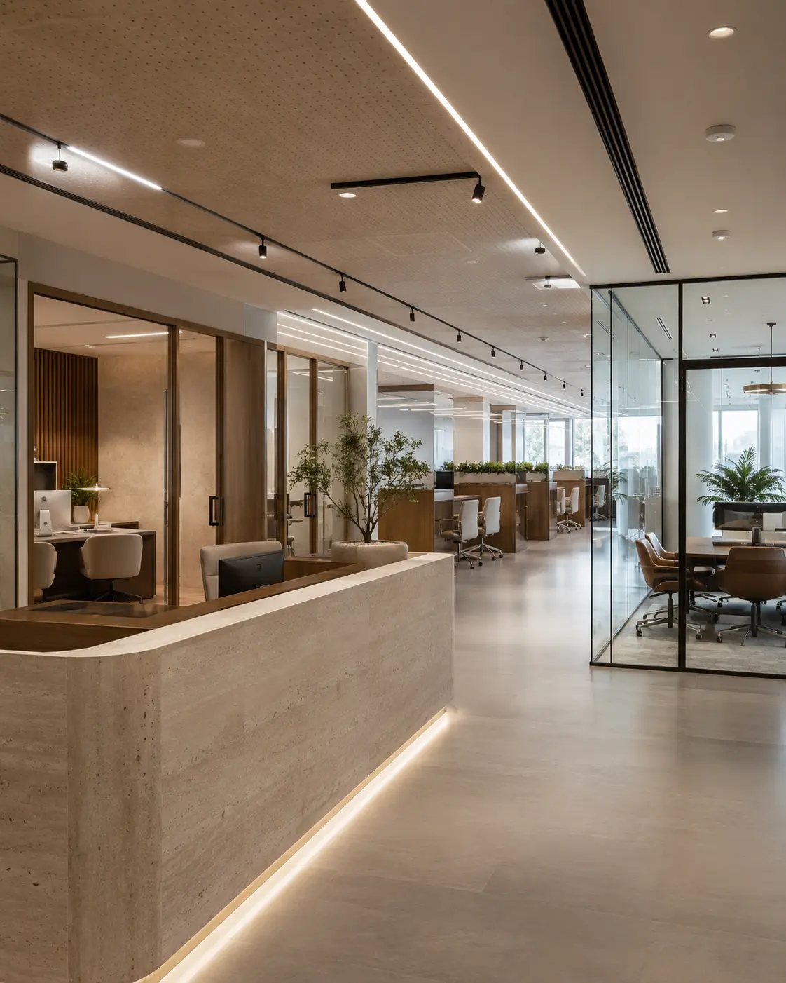 Contemporary public-service office interior visualization in Al Garhoud