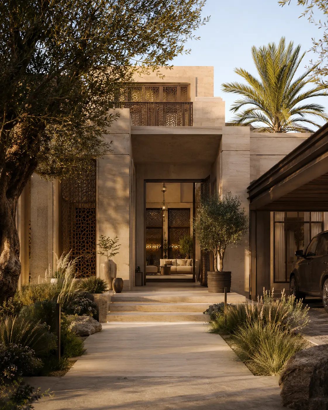 Modern Arabic private villa renovation visualization in Al Khawaneej