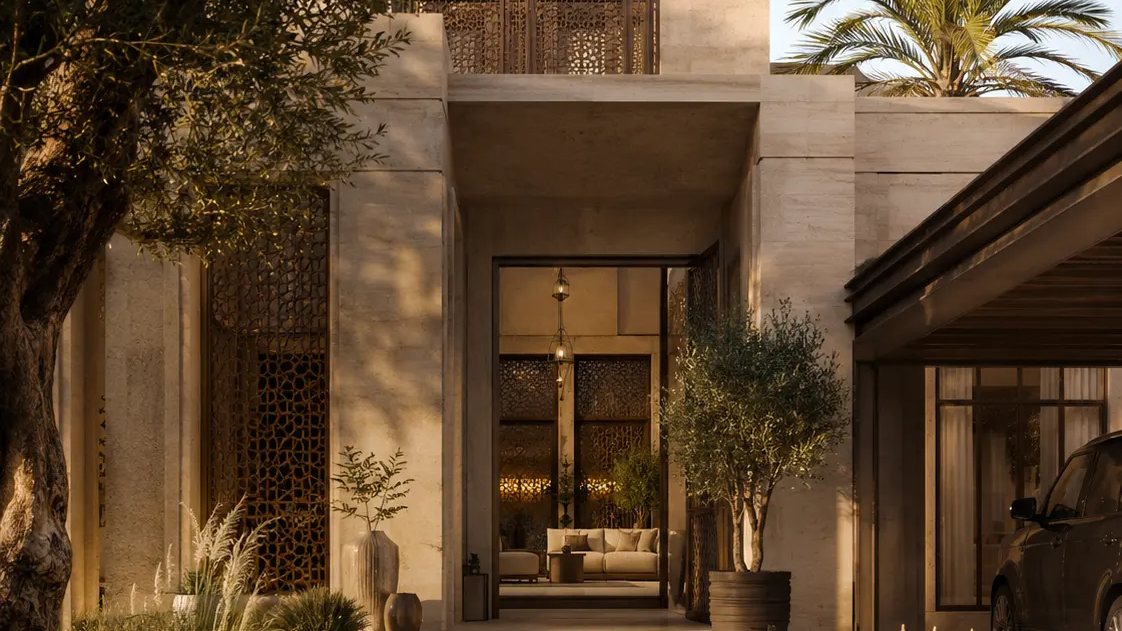 Modern Arabic private villa renovation visualization in Al Khawaneej